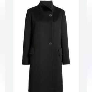 NWT Fleurette Presley Black Mid-Length Two Button Cashmere Coat 4 $1200